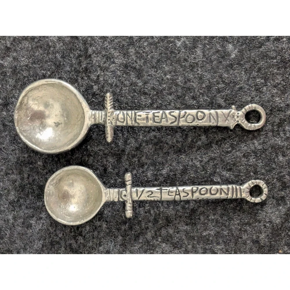 Crosby and Taylor Pewter Measuring Spoon Set Incomplete 1 tsp 1/2 tsp Artisan